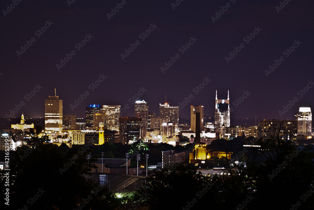 Nashville Tennessee Cityscape by Night