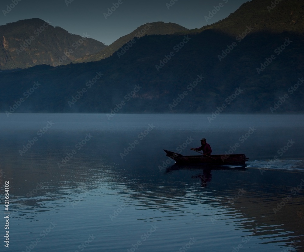 Lone Fisherman on Guatemalan Lake