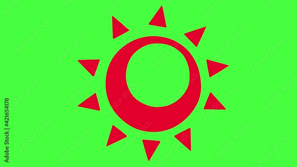 ポップな模様で回転する赤い太陽 ポップな模様で回転する赤い太陽