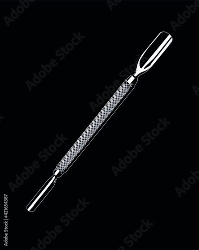 Tablou pe pânză cuticle pusher white on black background