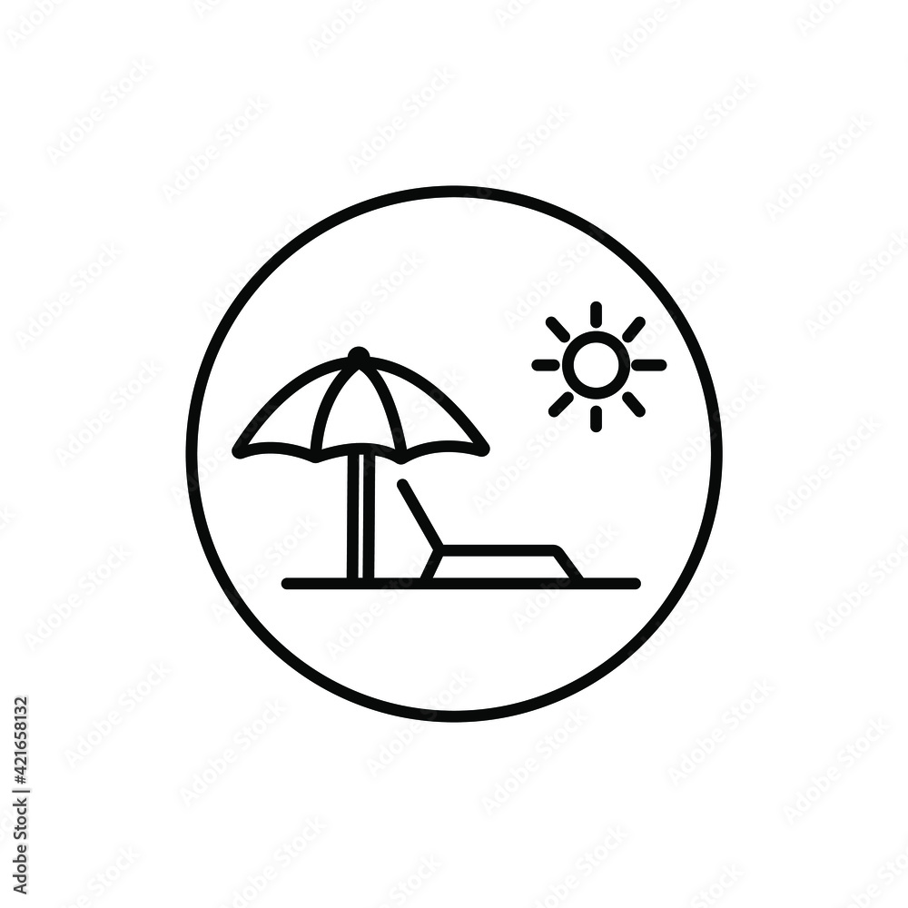 summer, travel, holiday and beach icons set on white background, thin line