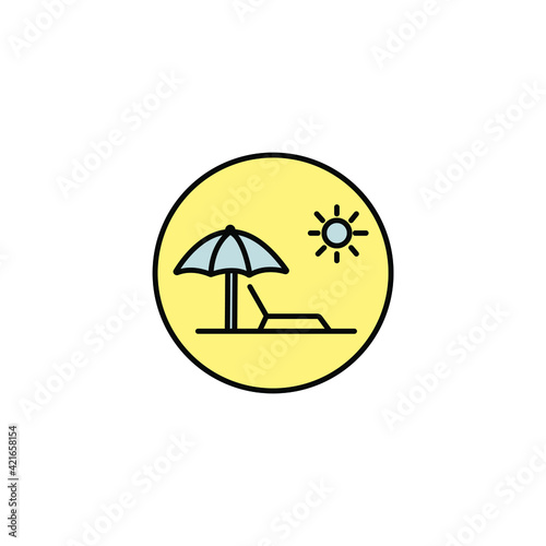summer  travel  holiday and beach icons set on white background  thin line