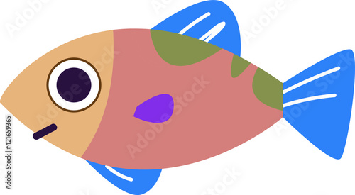 Geometric herring fish clipart. Marine decor. Print For printing. Retro style. Decor for decoration. Vector illustration in cartoon style. Fishing prey hunting cartoon