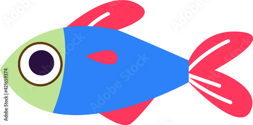 Clipart fish geometric fry perch. Marine decor. Print For printing. Retro style. Decor for decoration. Vector illustration in cartoon style. Fishing prey hunting cartoon