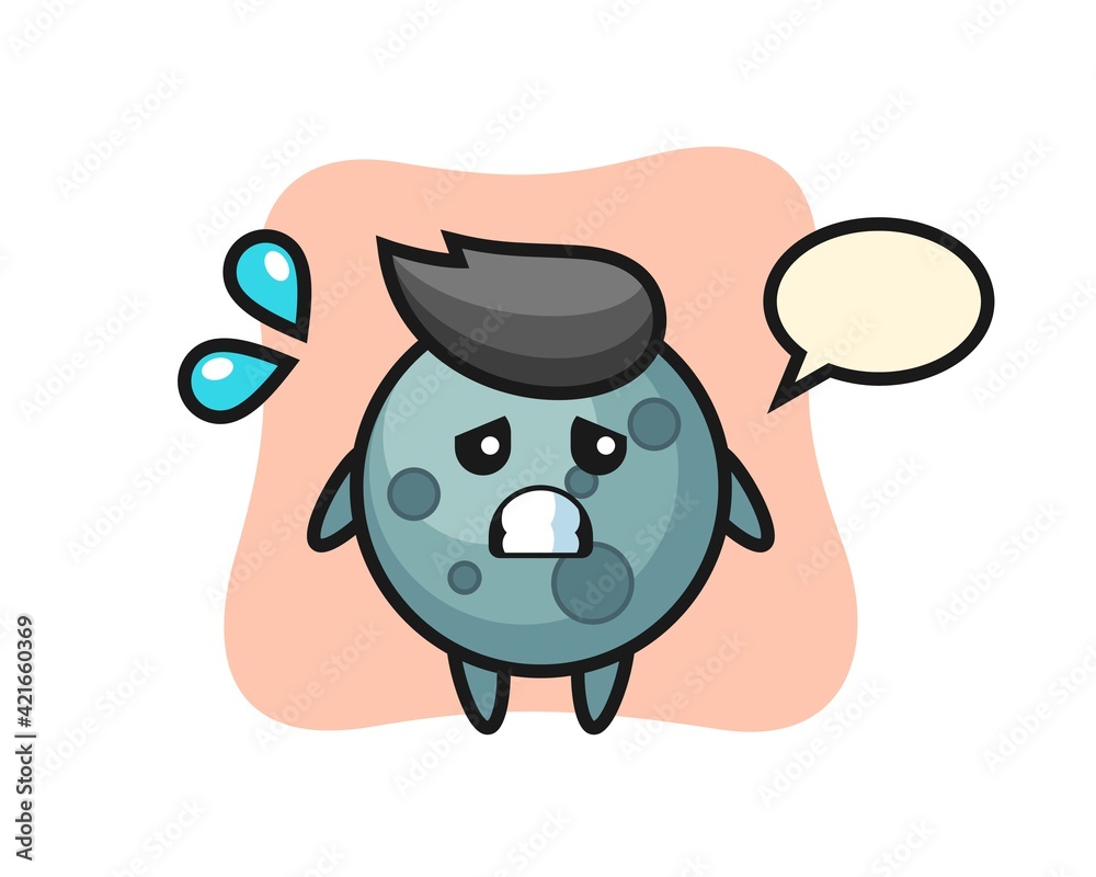Asteroid mascot character with afraid gesture
