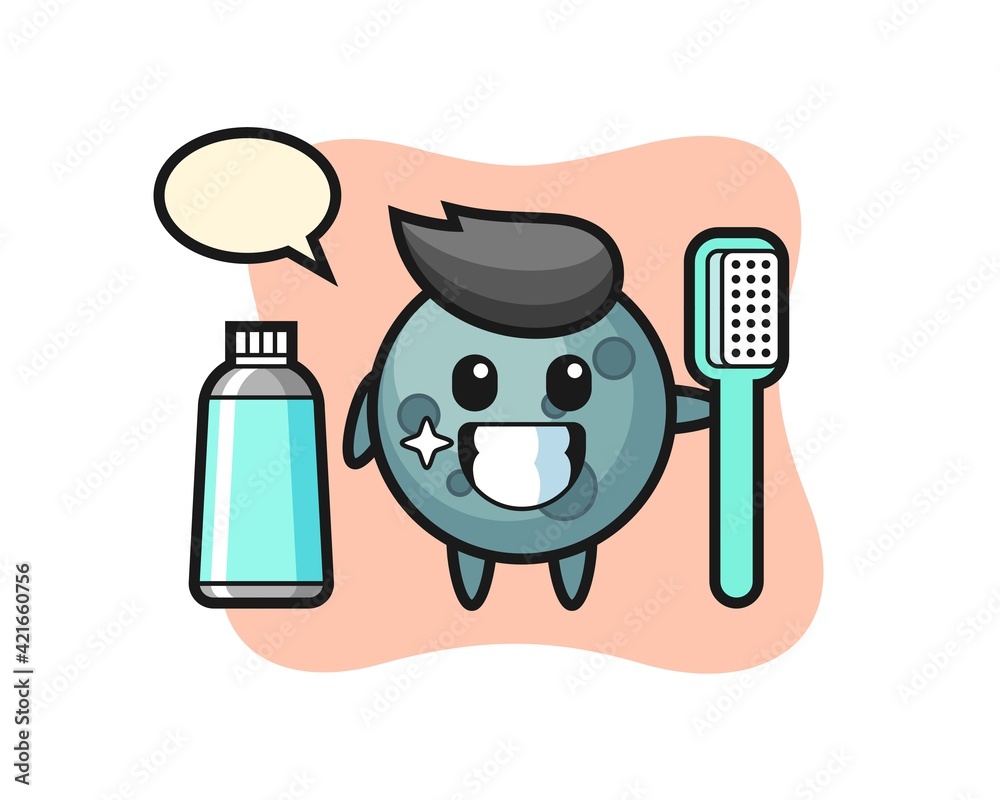 Mascot illustration of asteroid with a toothbrush