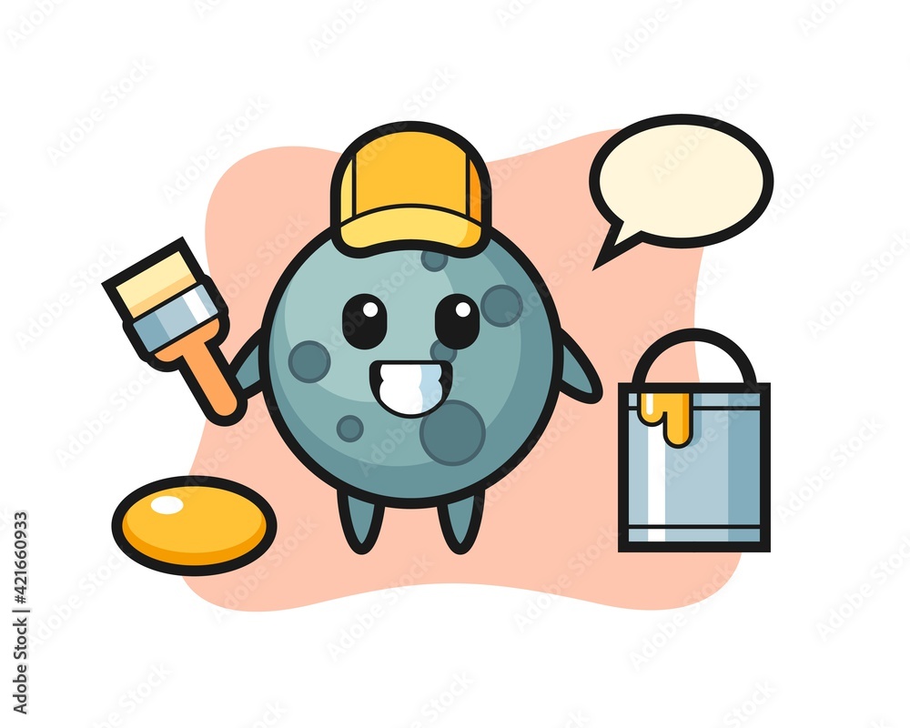 Fototapeta premium Character illustration of asteroid as a painter