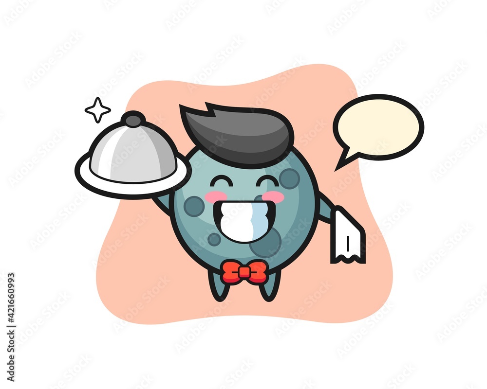 Character mascot of asteroid as a waiters Character mascot of asteroid as a waiters