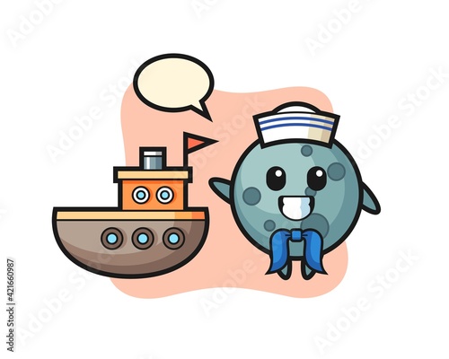 Character mascot of asteroid as a sailor man