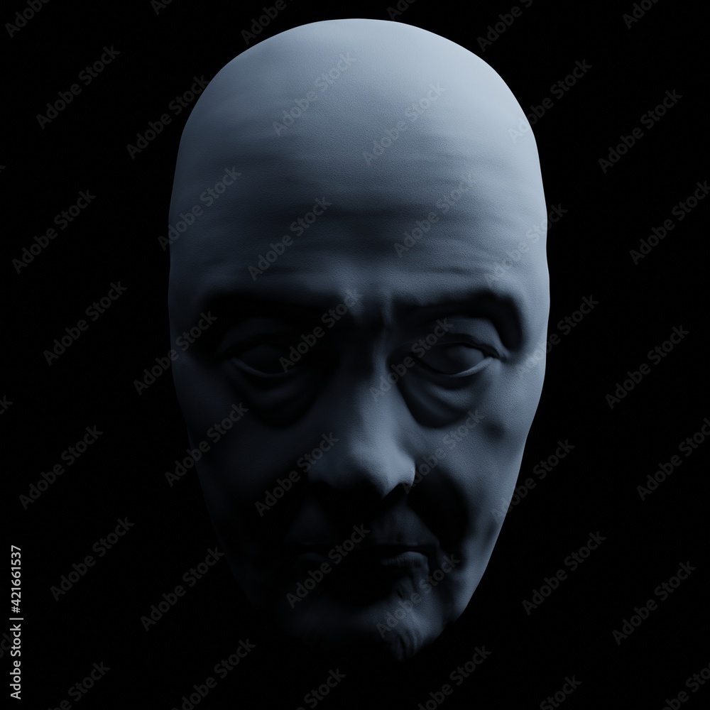 3D model of generic old men's head on a black background, horror lighting 3D model of generic old men's head on a black background, horror lighting
