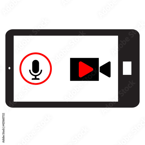 phone horizontally and record video. phone record sound and video. telephone record sign.