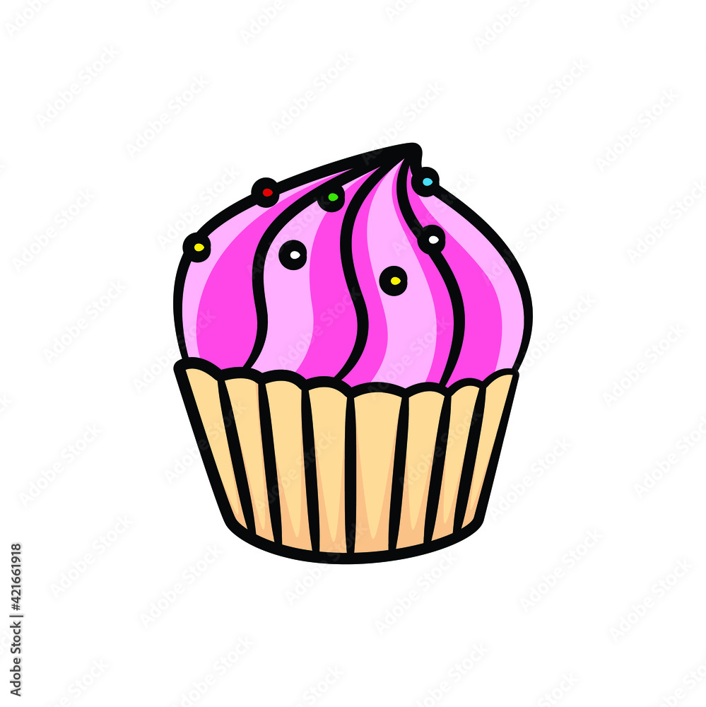 Cupcake in drawing style isolated vector. Hand drawn object illustration for your presentation, teaching materials or others. Cupcake in drawing style isolated vector. Hand drawn object illustration for your presentation, teaching materials or others.