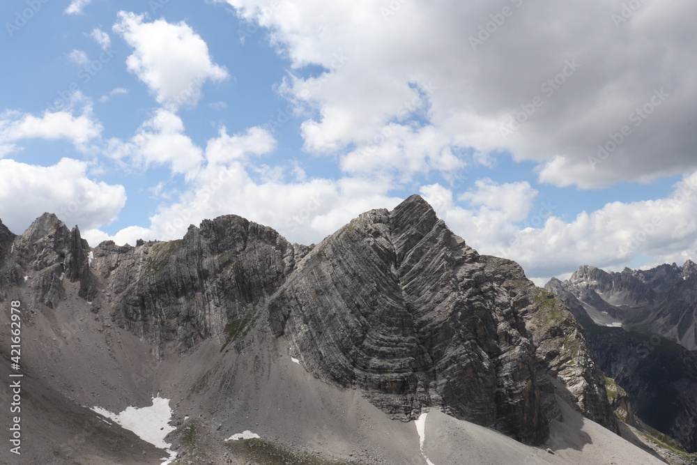 Mountain with interresting Rock formation and blue sky