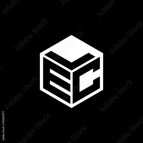 ECL letter logo design with black background in illustrator, cube logo, vector logo, modern alphabet font overlap style. calligraphy designs for logo, Poster, Invitation, etc.	