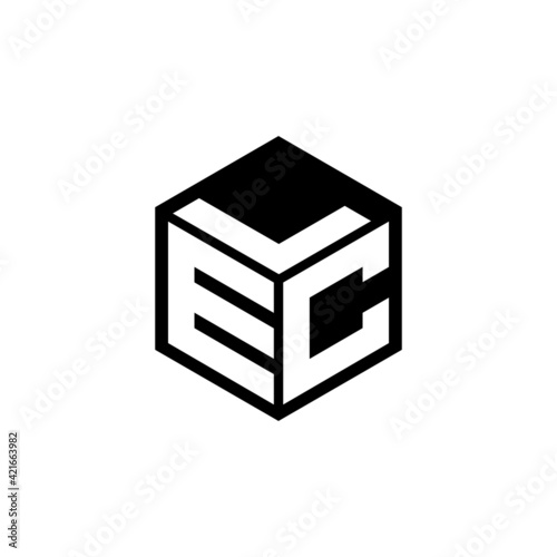 ECL letter logo design with white background in illustrator, cube logo, vector logo, modern alphabet font overlap style. calligraphy designs for logo, Poster, Invitation, etc.	
