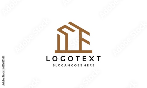  Graphic Abstract Home Construction Logo, Editable in Vector Format in Black and White Color