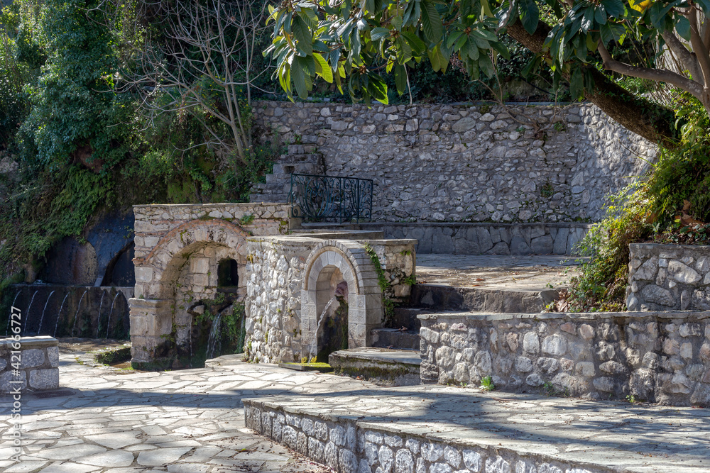 Stone springs in the village Parorio (Laconia , Peloponnese, Greece) Stone springs in the village Parorio (Laconia , Peloponnese, Greece)