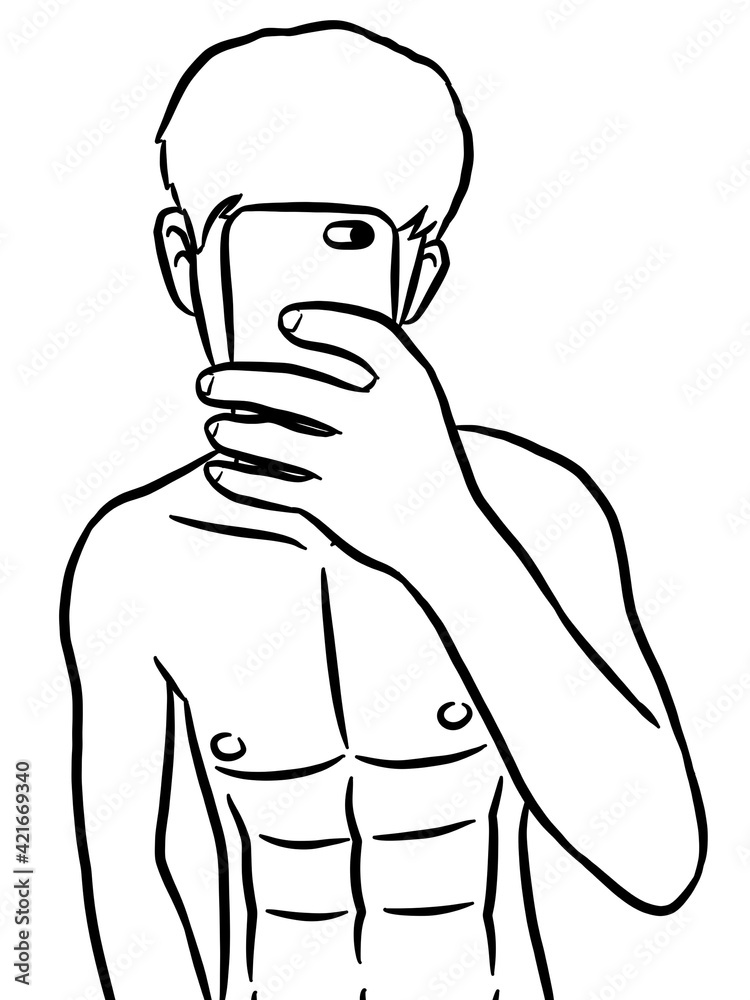 black and white cartoon of man on white background for painting