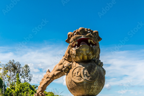 Traditional Chinese Foo Dog Dragon Sculptures Gaurding The Gateway Into Sun Yat Sen Memorial Park, Kula, Maui, Hawaii, USA photo