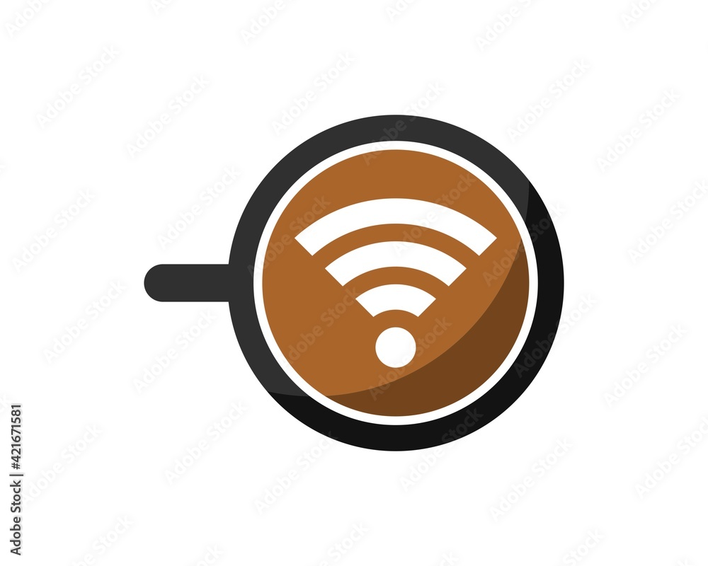 Simple coffee cup with wifi symbol inside Simple coffee cup with wifi symbol inside