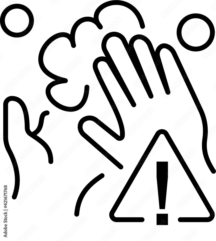 Obraz premium Warning wash hands line icon - vector