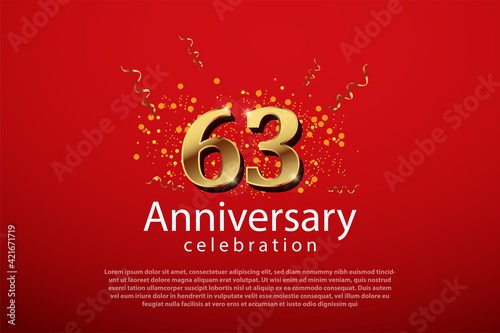 63 years anniversary celebration logo vector template design illustration