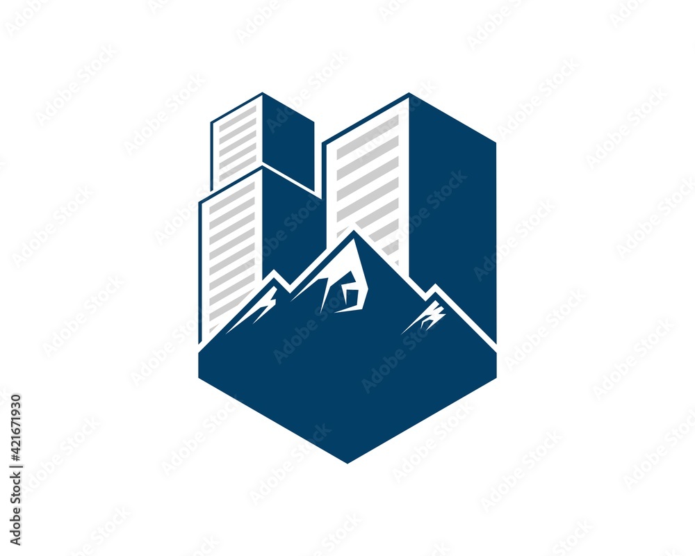Mountain with city building in the behind Mountain with city building in the behind