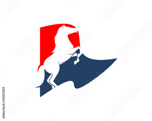 Standing horse inside the flag logo Tapéta, Fotótapéta