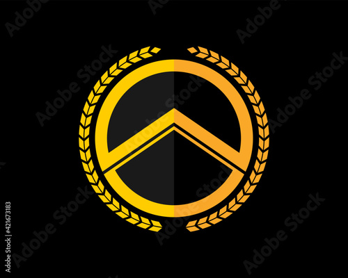 Spartan shield with golden colors