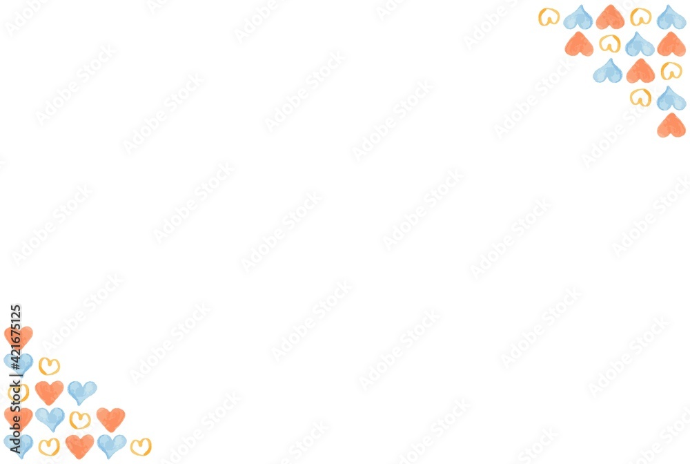 シンプルな水彩の手描きハートフレーム