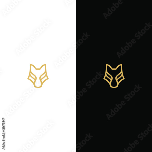 Elegant stylized wolf head logo. A great brand for companies