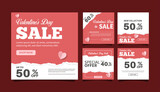 Creative vector modern valentine;s day sale social media post template banner collection. online web promotion. torn paper style design vector illustration