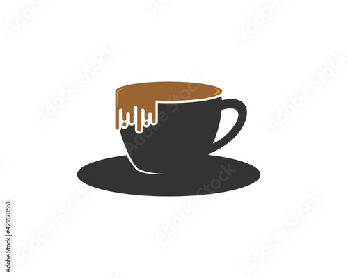 Coffee cup with over flow coffee logo