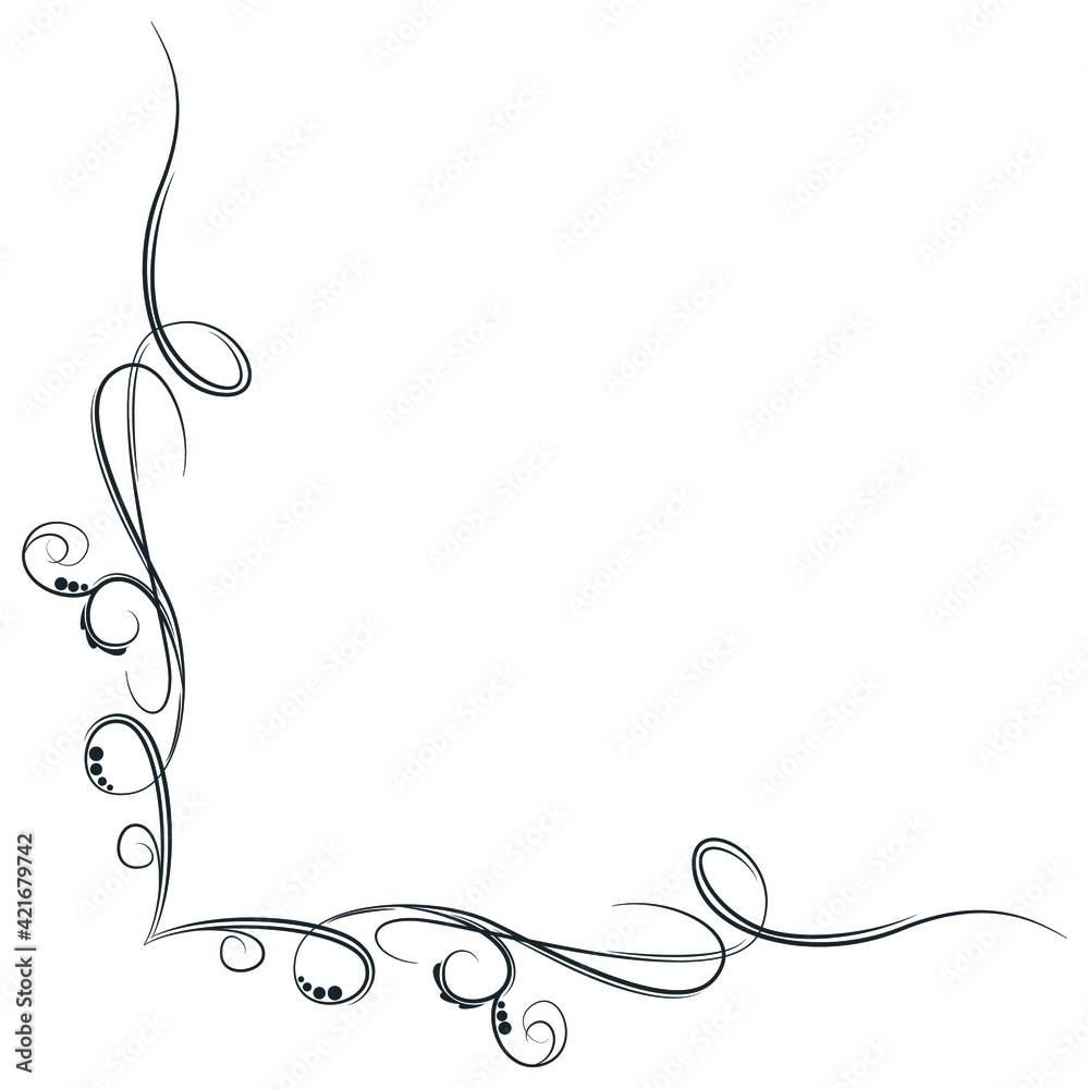 Outline floral pattern. Ornamental border for ribbons, fabric, wrapping