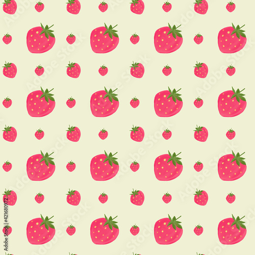 Watercolor pattern, strawberries on a background, paper texture.
