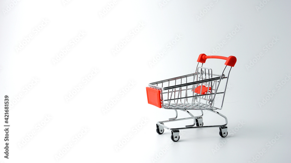 Shopping cart isolated in white background.
Shopping cart isolated in white background.