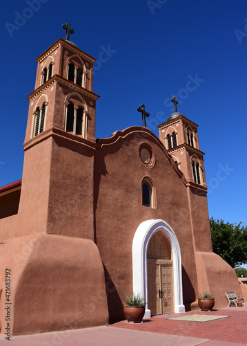 the oldest church in the united states, built in 1615, san miguel catholic church on a sunny fall day in socorro, new mexico photo