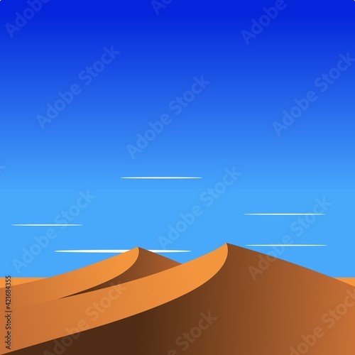 desert at afternoon. blue sky. vector illustration