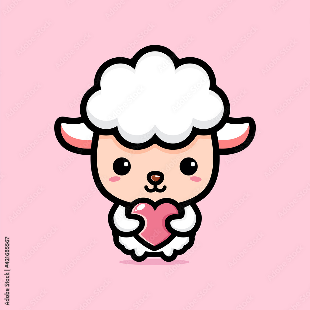 vector design of cute cartoon sheep hugging love vector design of cute cartoon sheep hugging love