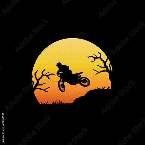 motor cross silhouette illustration logo design