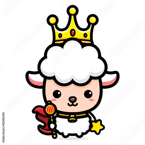 vector design of cute cartoon sheep being king of sheep
