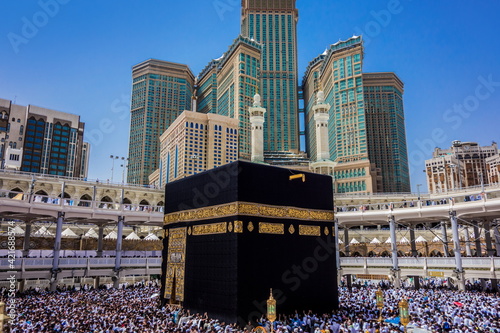Kaaba the center of Islam's most important mosque, the Masjid al-Haram in Mecca, Saudi Arabia photo