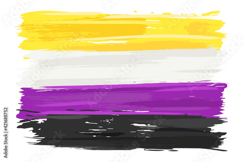 The non binary flag in grunge style. Isolated Vector Illustration