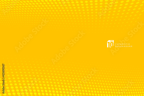 Abstract pattern dots yellow color halftone perspective background. Modern futuristic style. Simple and minimal template. Vector illustration
