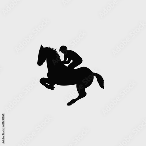 Vector illustration of rider on horse