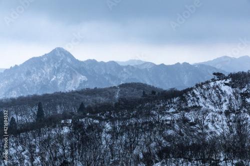 View from the top of Mt. Gozaisho, Mie, Japan, in winter