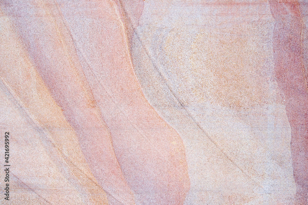 Fototapeta premium Old red sand stone wall texture background. colorful abstract stone floor