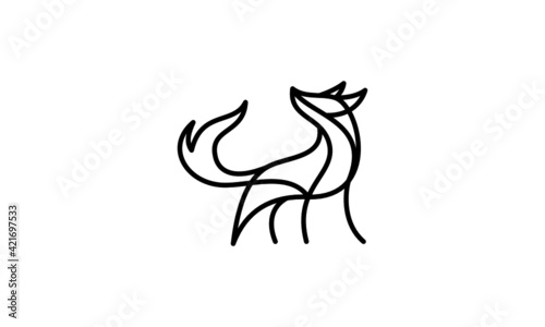 fox line art illustration logo