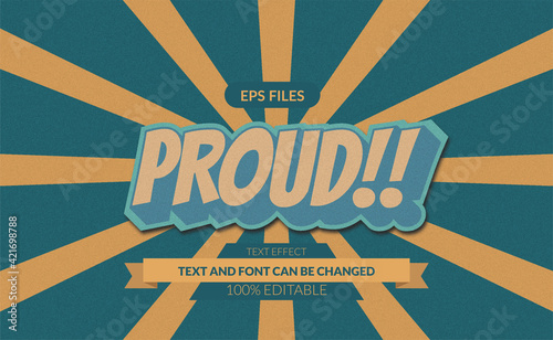 proud vintage classic retro with grain editable text effect. eps vector file.