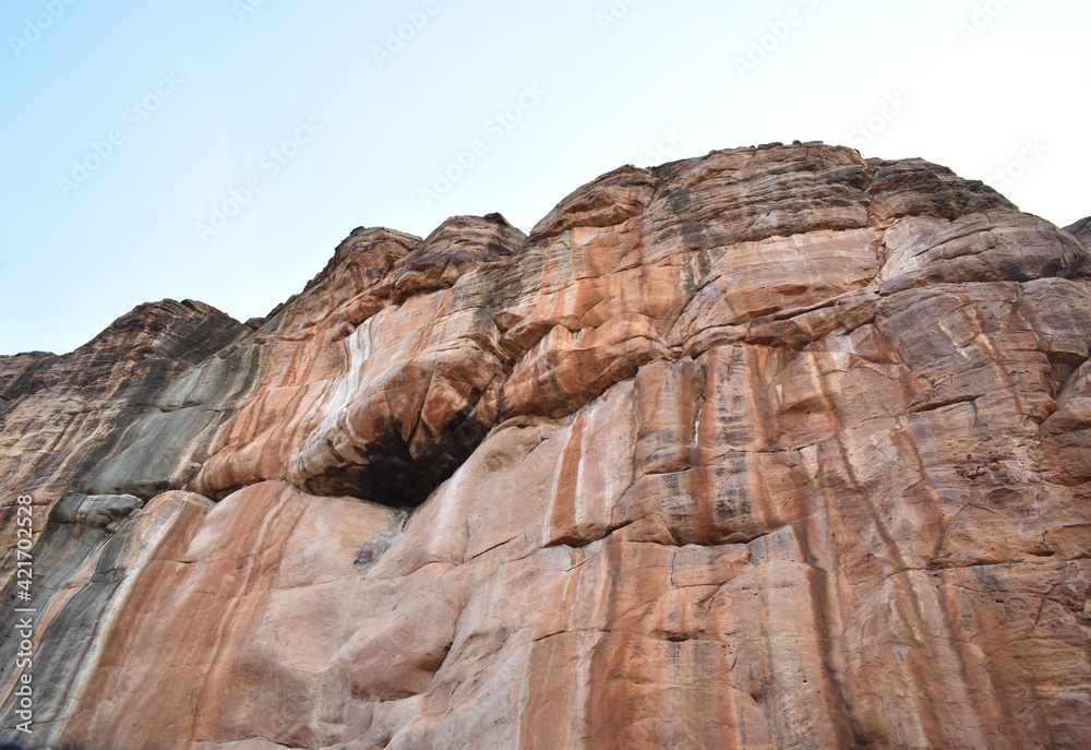 red stone rock mountains in Badami, Karnataka